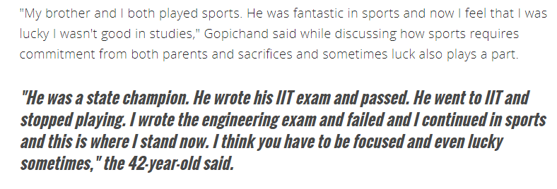 Pullela gopichand's conversation about brother